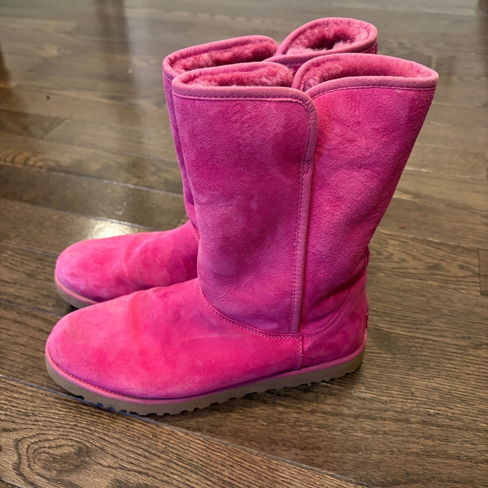 UGG Mid-Calf Boots in Vibrant Pink Suede